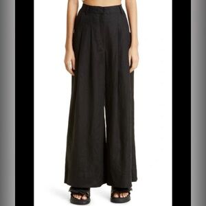 Farm Rio Linen Black Wide-Leg Pants NWT